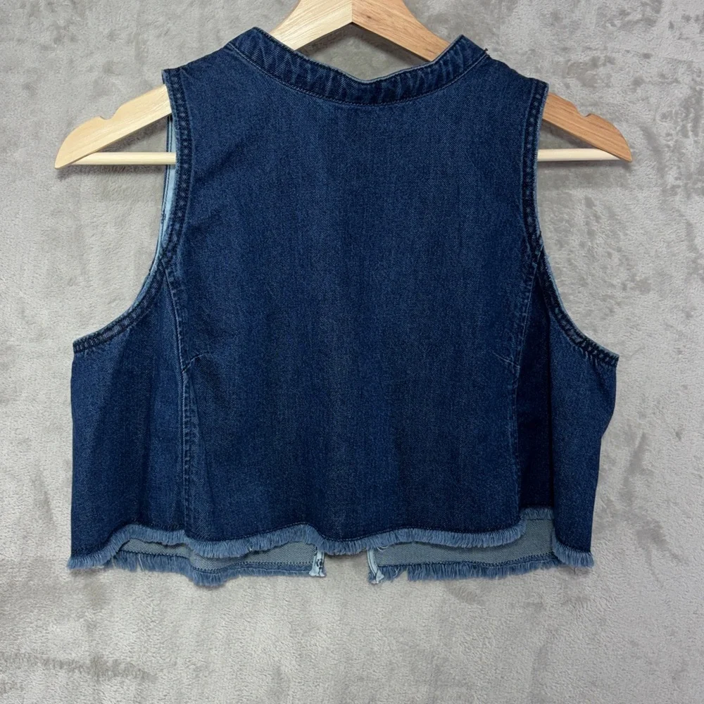 Anthropologie Pilcro Denim Cropped Back Tie Closure Tank Size S - Picture 4 of 9